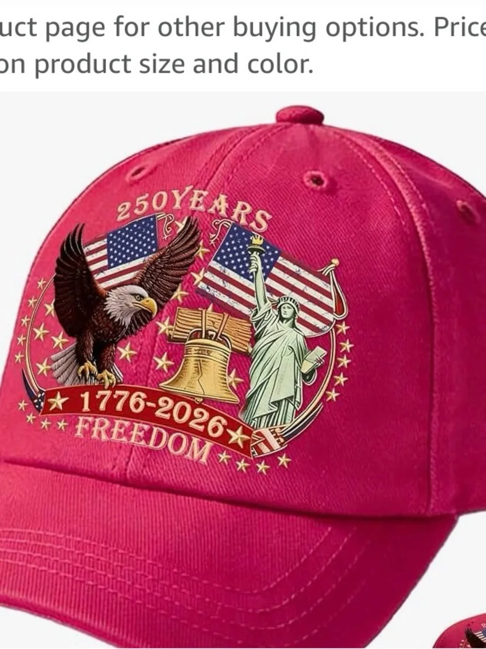 Freedom 250 Years Embroidered Pink Cap by